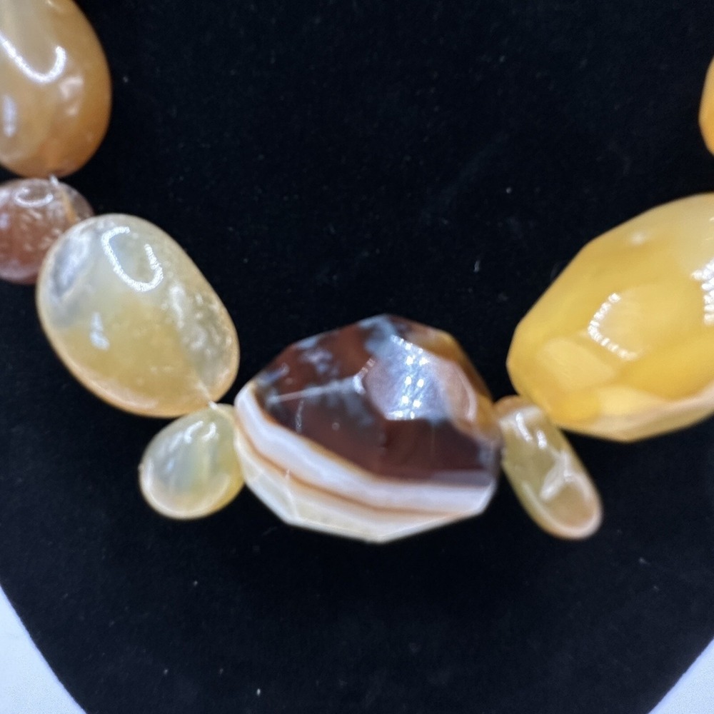 Beaded Agate Necklace Warm Earth Tones Statement Choker 18" 127g - Picture 16 of 16